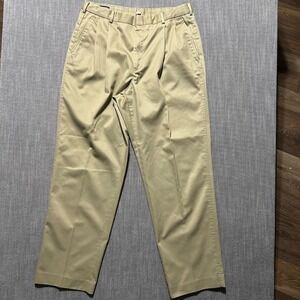 Lands End Mens Pleated Chino Pants Khaki Tan Regular Fit 35 x 31 Business Casual